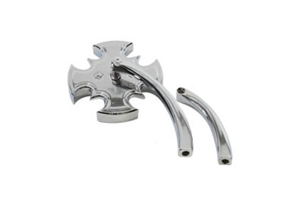 V-Twin - 34-0791 - Rotar Mirror Chrome with Billet Curved Stem