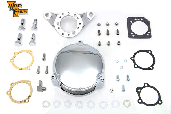 V-Twin - 34-0840 - Chrome Wyatt Gatling Air Cleaner Assembly - Fits 1993-2007 Harley-Davidson FXST, FXD