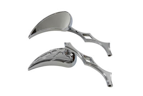 V-Twin - 34-0861 - Chrome Billet Teardrop Mirror Set