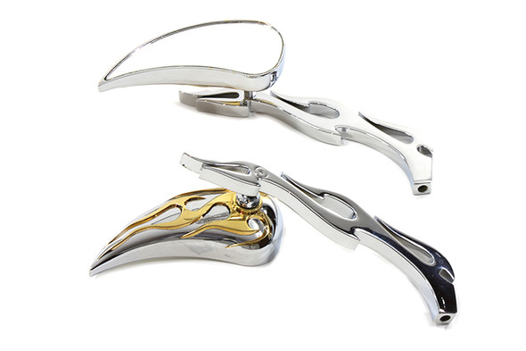 V-Twin - 34-0866 - Chrome Billet Teardrop Mirror Set