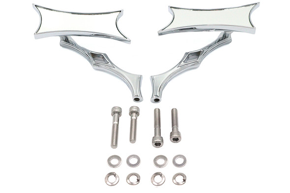 V-Twin - 34-0874 - Oblique Mirror Set Billet Chrome