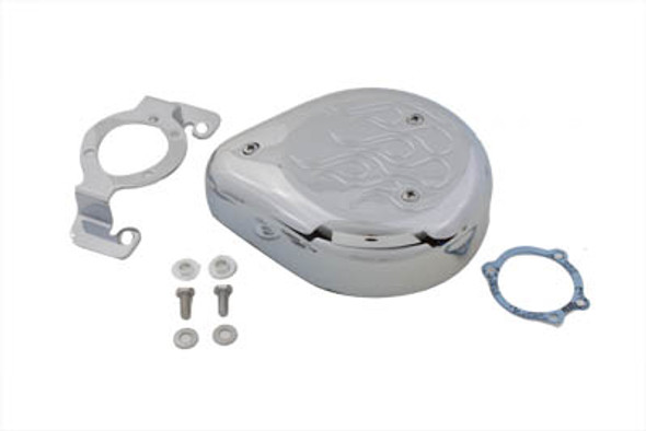 V-Twin - 34-0883 - Teardrop Air Cleaner Kit Chrome Flame