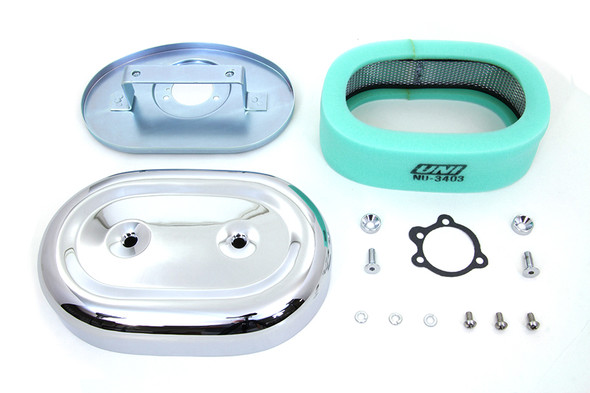 V-Twin - 34-0924 - Chrome Oval Air Cleaner Assembly