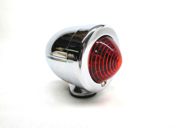 V-Twin Bullet Tail Light Marker Light - Chrome with Red Lens