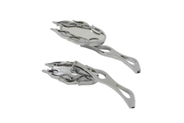 V-Twin - 34-1245 - Fireball Mirror Set Chrome