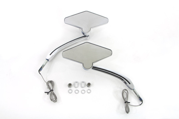 V-Twin - 34-1353 - Diamond Shape Mirror Set with Billet Stems
