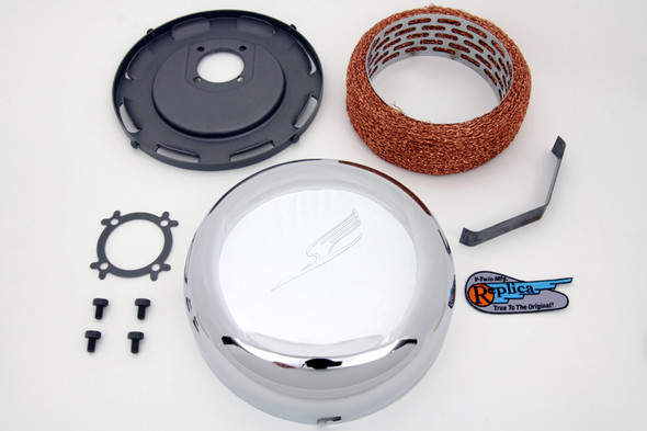 V-Twin - 34-1359 - 7 inch Linkert Bird J-Slot Style Air Cleaner Assembly Chrome