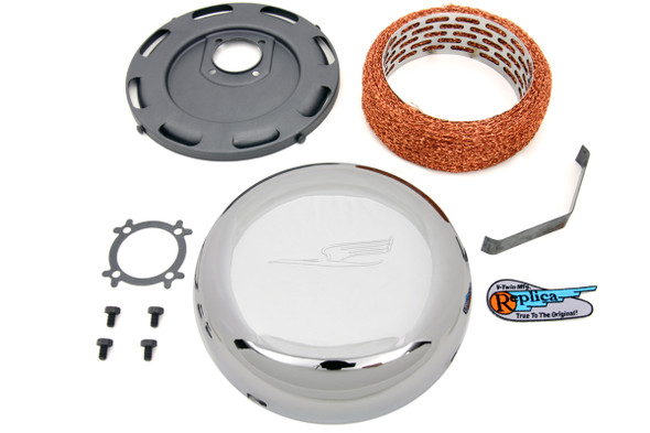 V-Twin - 34-1359 - 7 inch Linkert Bird J-Slot Style Air Cleaner Assembly Chrome