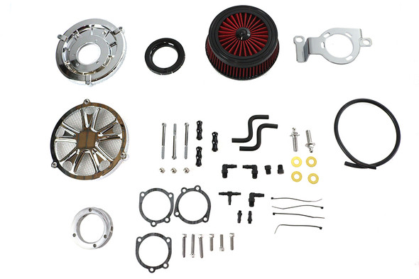 V-Twin - 34-1409 - Extreme Billet Air Cleaner Kit Luxe Style Chrome