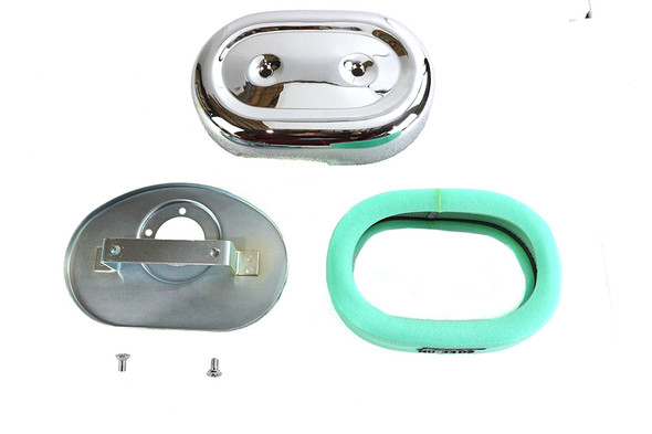 V-Twin - 34-1515 - Oval Air Cleaner Assembly Chrome
