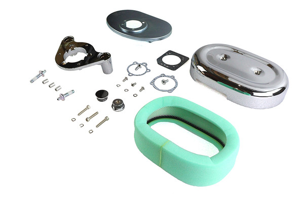 V-Twin - 34-1539 - Retro Oval Air Cleaner Assembly Chrome