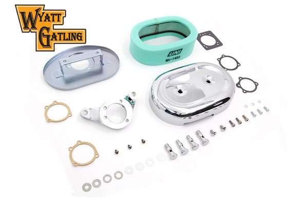 V-Twin - 34-1606 - Chrome Wyatt Gatling Air Cleaner Assembly - Fits 1993-2007 Harley-Davidson FXST, FXD