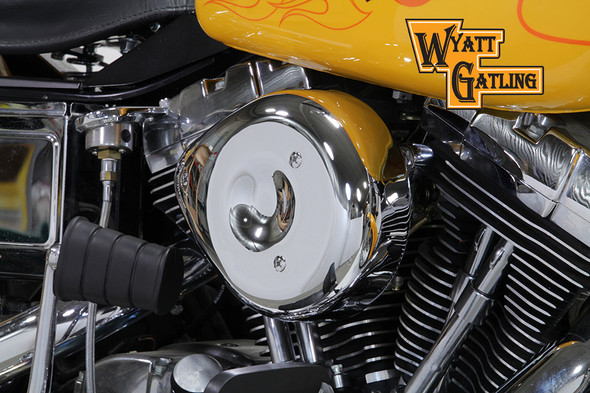 V-Twin - 34-1620 - Chrome Wyatt Gatling Air Cleaner Assembly - Fits 1993-2007 Harley-Davidson FXST, FXD