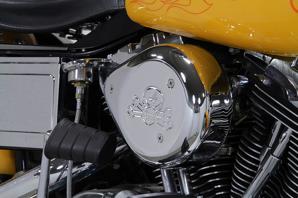 V-Twin - 34-1624 - Chrome Wyatt Gatling Air Cleaner Assembly - Fits 1993-2007 Harley-Davidson FXST, FXD
