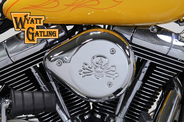 V-Twin - 34-1624 - Chrome Wyatt Gatling Air Cleaner Assembly - Fits 1993-2007 Harley-Davidson FXST, FXD