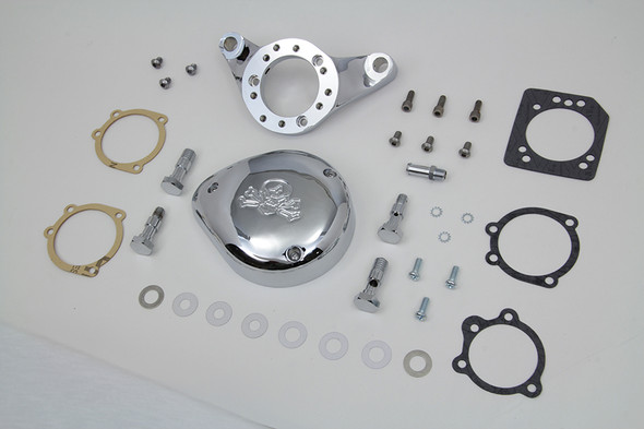 V-Twin - 34-1633 - Chrome Wyatt Gatling Air Cleaner Assembly - Fits 1993-2007 Harley-Davidson FXST, FXD