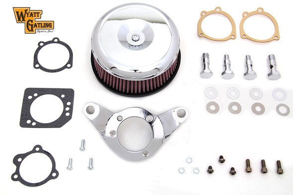 V-Twin - 34-1634 - Chrome Wyatt Gatling Air Cleaner Assembly - Fits 1993-2007 Harley-Davidson FXST, FXD