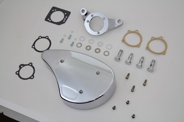 V-Twin - 34-1635 - Chrome Wyatt Gatling Air Cleaner Assembly - Fits 1993-2007 Harley-Davidson FXST, FXD