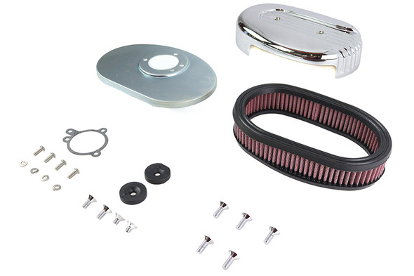 V-Twin - 34-1675 - Shorty Oval Air Cleaner Kit Chrome