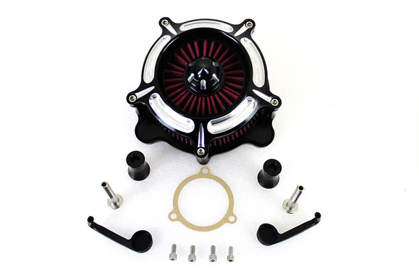 V-Twin - 34-1711 - Exposed Filter Air Cleaner Kit Black