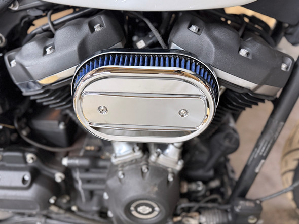 V-Twin - Black Oval Air Cleaner Cover Kit fits '17-Up Harley M8 FLT/FLHXXX, '18-'24 FXST/FLST Models