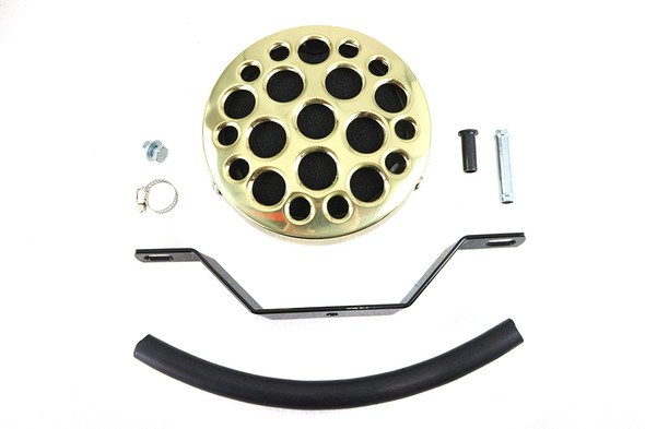 V-Twin - 34-1785 - Wyatt Gatling Brass Drilled Air Cleaner