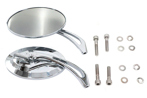 V-Twin - 34-1834 - Oval Mirror Set with Billet Spear Stem