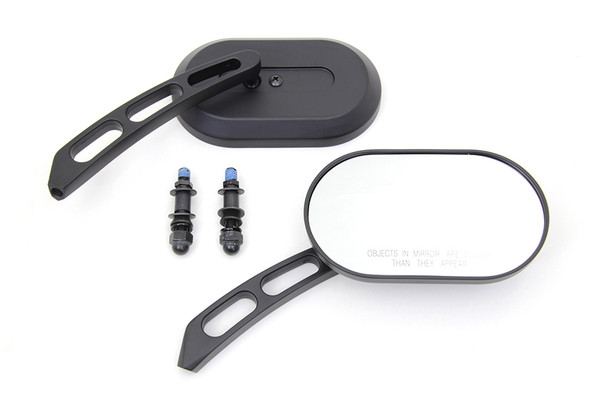 V-Twin - 34-1963 - Oblong Mirror Set Black Billet