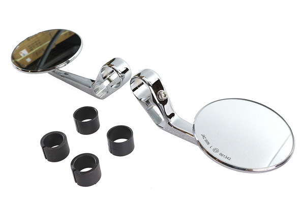 V-Twin - 34-2145 - Wyatt Gatling Round Mirror Set Chrome