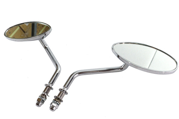 V-Twin - 34-2146 - Wyatt Gatling Oval Mirror Set Chrome