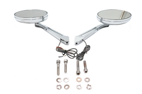 V-Twin - 34-6019 - Ellipse Mirror Set with LED Turn Signal