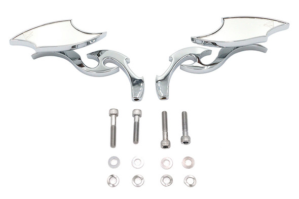 V-Twin - 34-8001 - Lucifer Mirror Set Billet with Scroll Stem