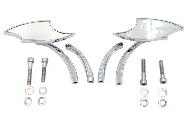 V-Twin - 34-8002 - Lucifer Mirror Set Billet with Curve Stem