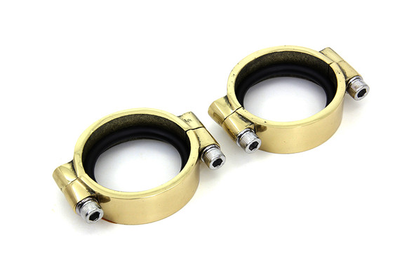 V-Twin - 35-0193 - Brass Intake Manifold Clamp Set - Fits 1971-1977 Harley-Davidson FX, 1955-1977 FL, 1957-1977 XL