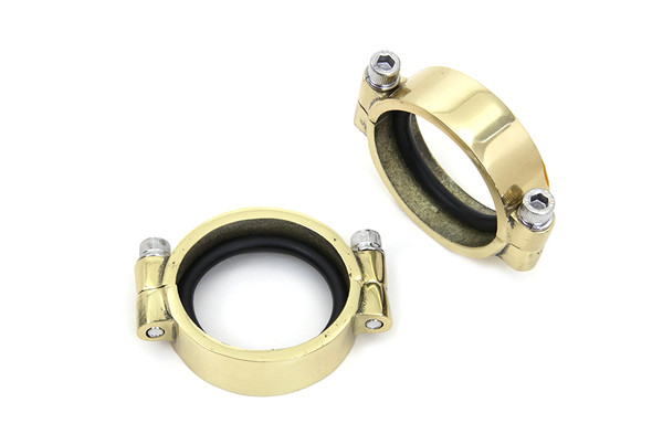 V-Twin - 35-0193 - Brass Intake Manifold Clamp Set - Fits 1971-1977 Harley-Davidson FX, 1955-1977 FL, 1957-1977 XL