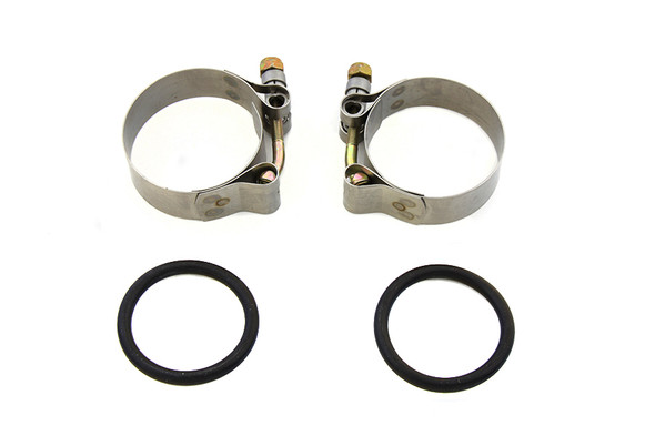 V-Twin - 35-0407 - Polished Intake Manifold Clamp Set - Fits 1971-1977 Harley-Davidson FX, 1955-1977 FL, XL