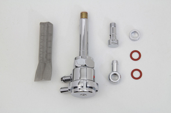 V-Twin - 35-0673 - Sifton Chrome Petcock Notch with Angle Fitting - Fits 1975-1984 Harley-Davidson FX, FL, 1982-1994 FXR, 1975-1995 XL, 1991-1994 FXD, 1984-1994 FXST, 1986-1994 FLST