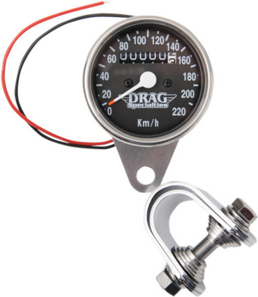 Drag Specialties - 2.4" Mini Mechanical KM/H Speedometer - Fits 91-94 XL Models