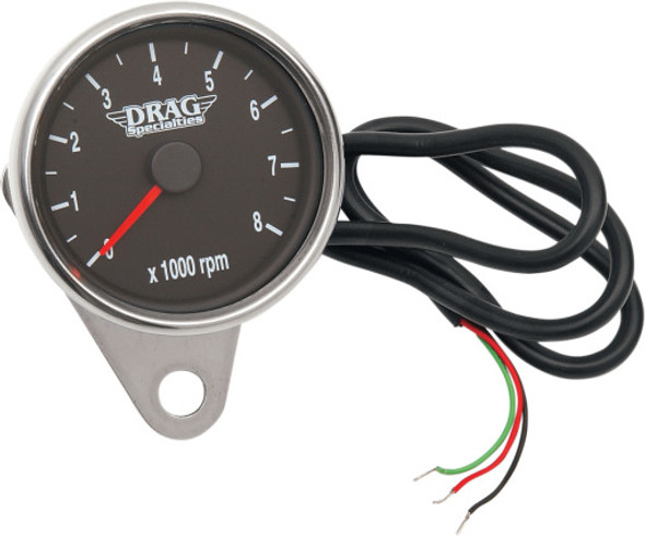 Drag Specialties - 2.4" Mini Electronic 8000 RPM Tachometer with Orange Needle - Fits 99-03 Twin Cam, 86-03 XL Models
