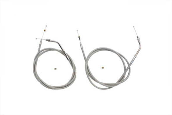 V-Twin - 36-0115 - Stainless Steel Throttle and Idle Cable Set