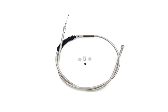 V-Twin - 36-0558 - 65.69 inch Braided Stainless Steel Clutch Cable - Fits 1987-2006 Harley-Davidson FLST, FLT, FXST, FXSTC