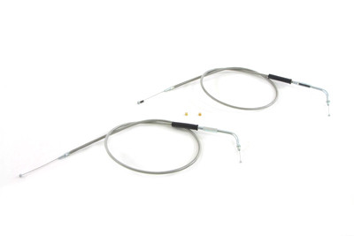 V-Twin - 36-0773 - Stainless Steel Throttle and Idle Cable Set - Fits 1994-1995 Harley-Davidson FLHR, 1990-1993 FLT, 1990-1995 FLHT
