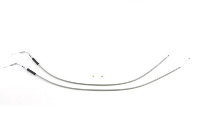 V-Twin - 36-0773 - Stainless Steel Throttle and Idle Cable Set - Fits 1994-1995 Harley-Davidson FLHR, 1990-1993 FLT, 1990-1995 FLHT