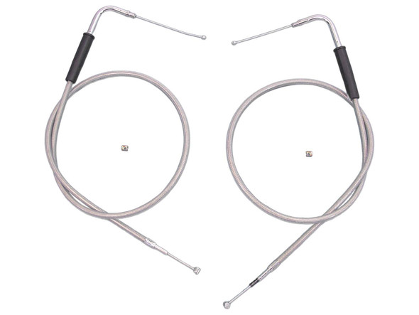 V-Twin - 36-0857 - 30-1/2 inch Stainless Steel Throttle and Idle Cable Set