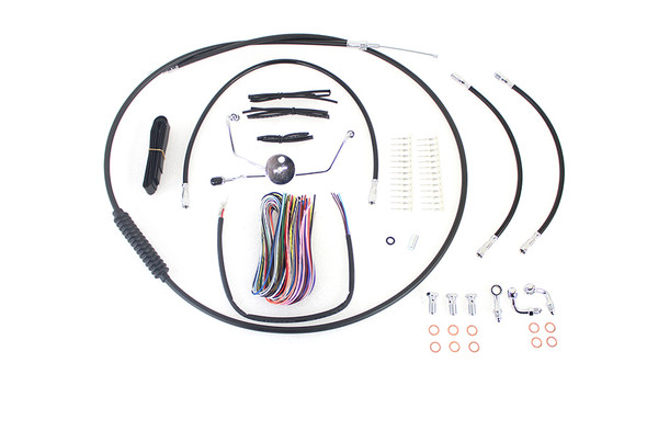 V-Twin - 36-1601 - 15 inch-17 inch Handlebar Cable and Brake Line Kit - Fits 2008-2013 Harley-Davidson FLHTCU (without ABS), 2008-2013 FLHTC (without ABS), 2008-2013 FLHX (without ABS), 2008-2013 FLHT (without ABS)