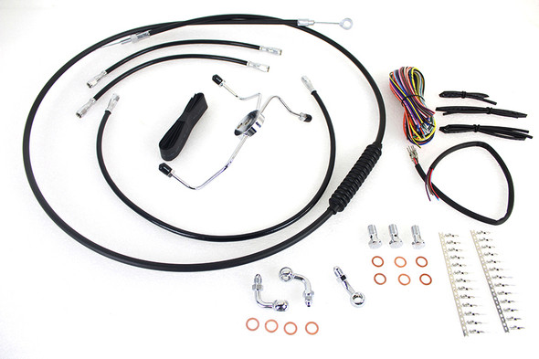 V-Twin - 36-1604 - 12 inch-14 inch Handlebar Cable and Brake Line Kit - Fits 2008-2013 Harley-Davidson FLHR (without ABS), 2008-2013 FLTR (without ABS)