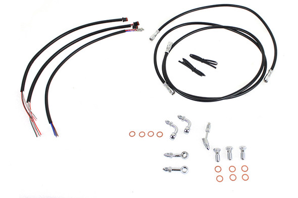 V-Twin - 36-1606 - 12 inch-14 inch Handlebar Cable and Brake Line Kit - Fits 2014-2015 Harley-Davidson FLHTC (without ABS), 2014-2015 FLHT (without ABS), 2014-2015 FLHX (without ABS), 2014-2015 FLHTCU (without ABS)