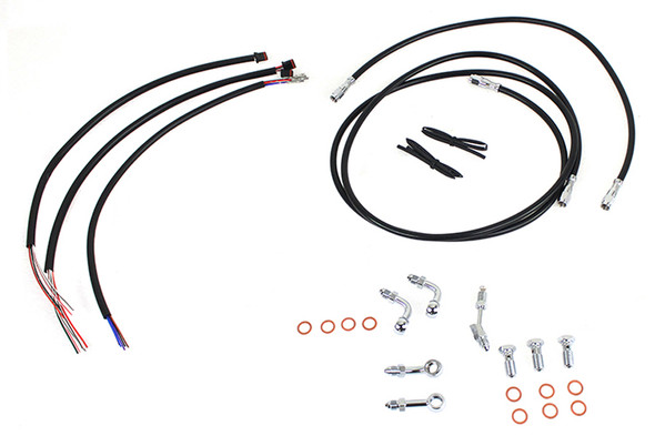 V-Twin - 36-1606 - 12 inch-14 inch Handlebar Cable and Brake Line Kit - Fits 2014-2015 Harley-Davidson FLHTC (without ABS), 2014-2015 FLHT (without ABS), 2014-2015 FLHX (without ABS), 2014-2015 FLHTCU (without ABS)