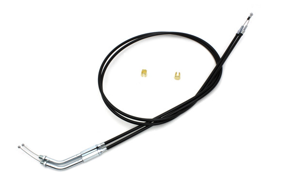 V-Twin - 36-2561 - Black Throttle and Idle Cable Set with 45  Elbow Fitting - Fits 1982-1989 Harley-Davidson FXR, 1984-1989 FXST, 1981-1989 XL, 1986-1989 FLST, 1981-1984 FL, FX