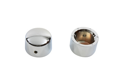 V-Twin - 37-0059 - Chrome Front Axle Nut Cap Set - Fits 2000-2007 Harley-Davidson FLT (1" axle)